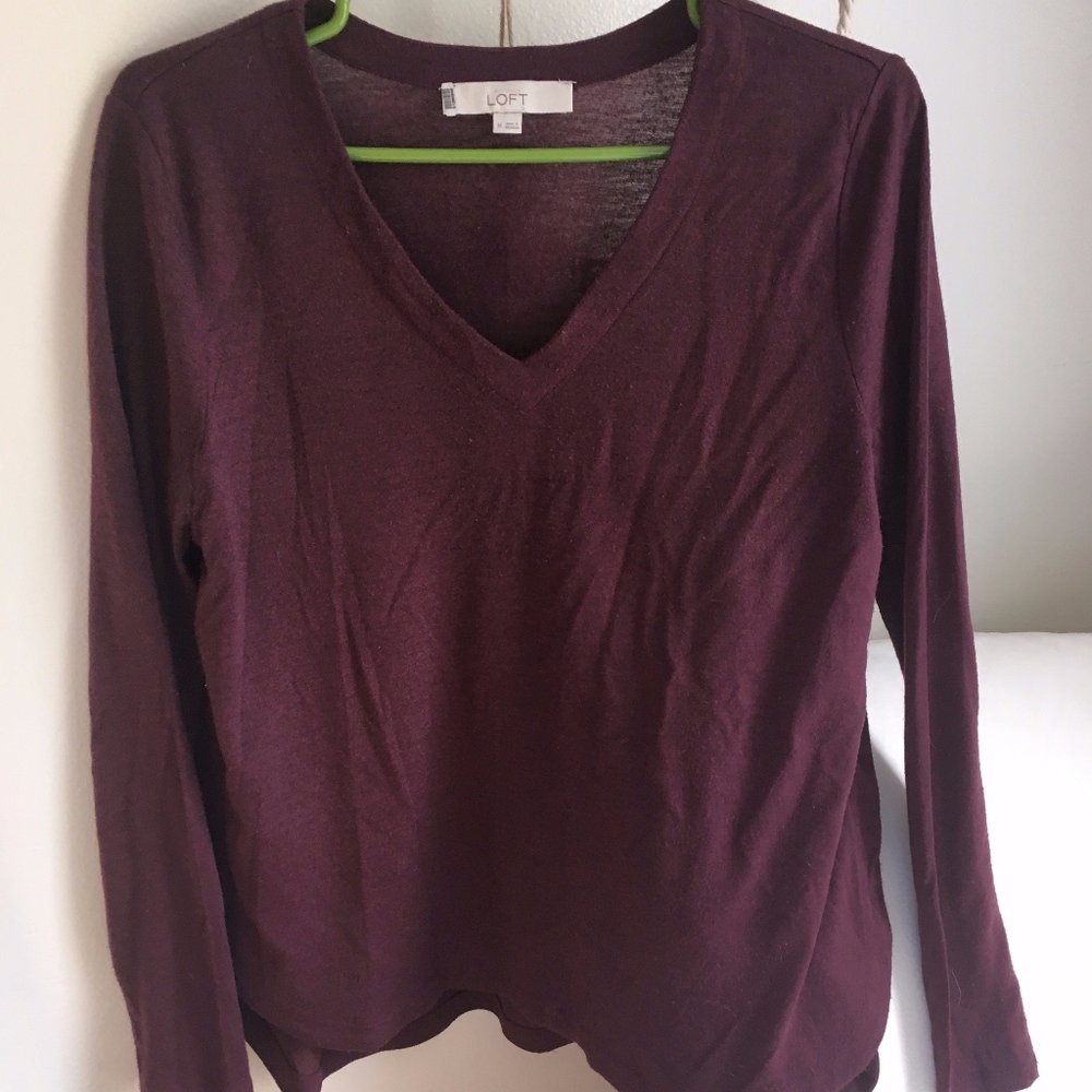 The Loft Burgundy Blouse Medium